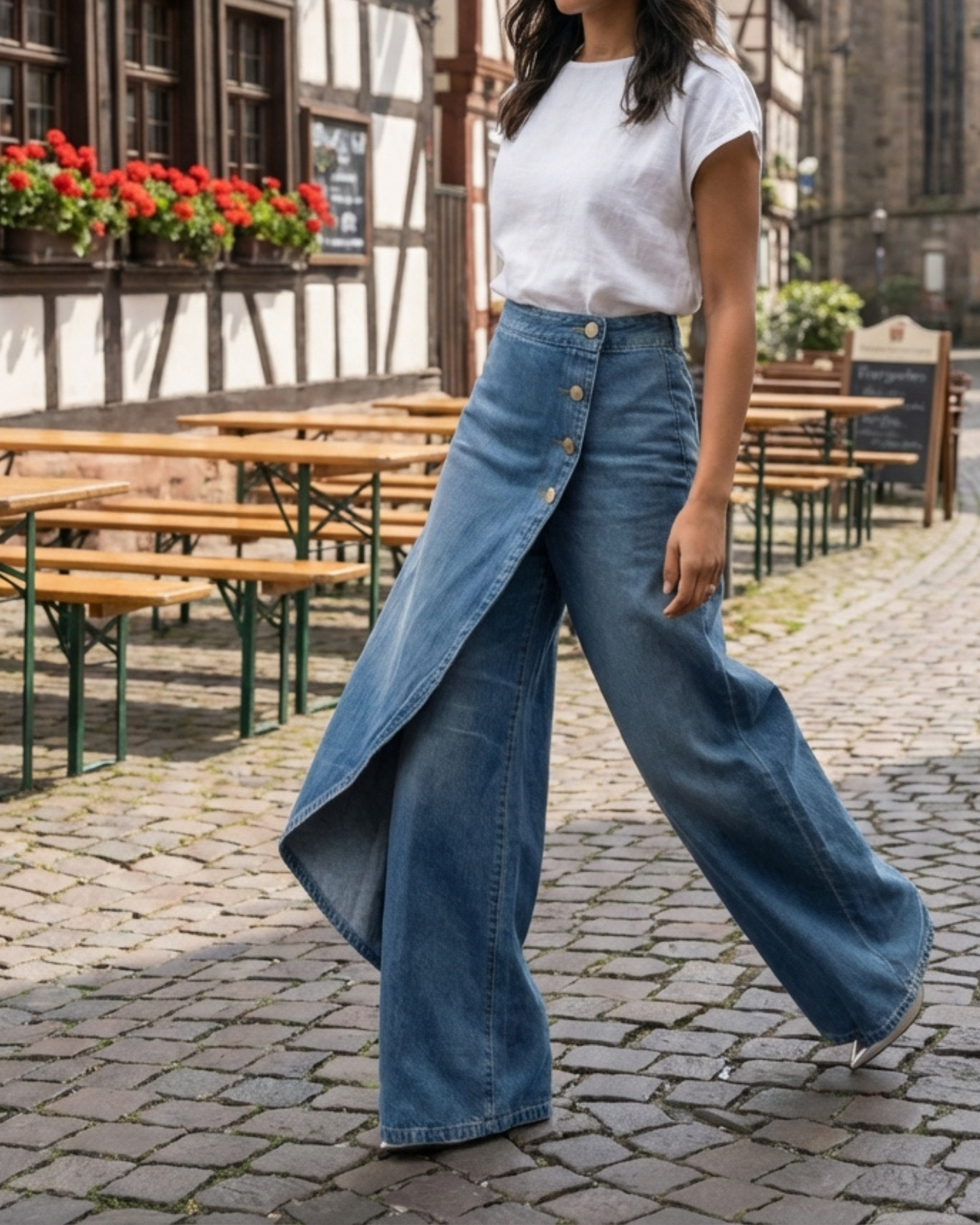 Denim Wickelhose
