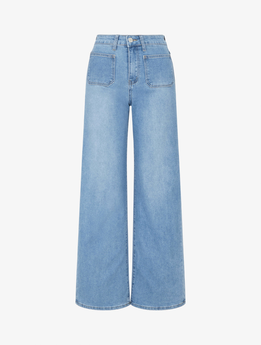 Jean push up wide leg coupe droite - Bleu