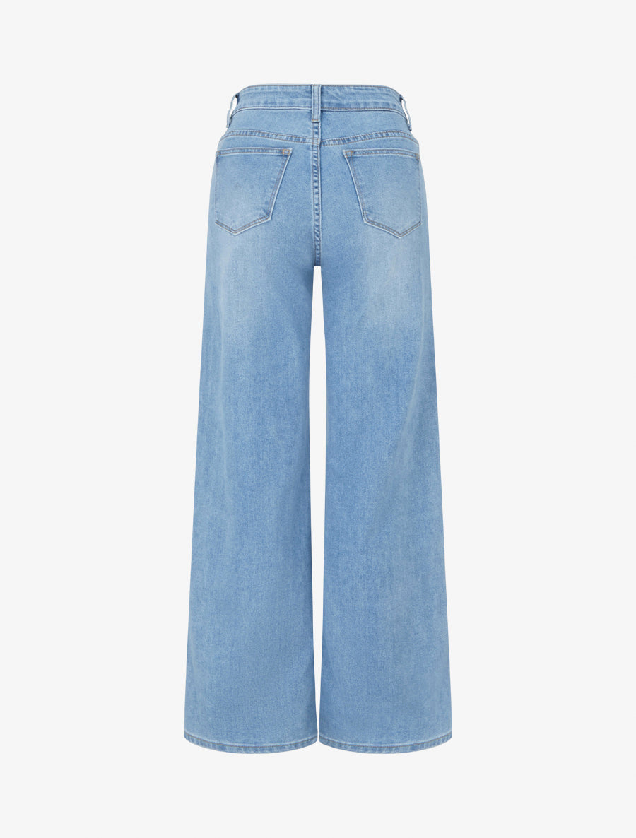 Jean push up wide leg coupe droite - Bleu