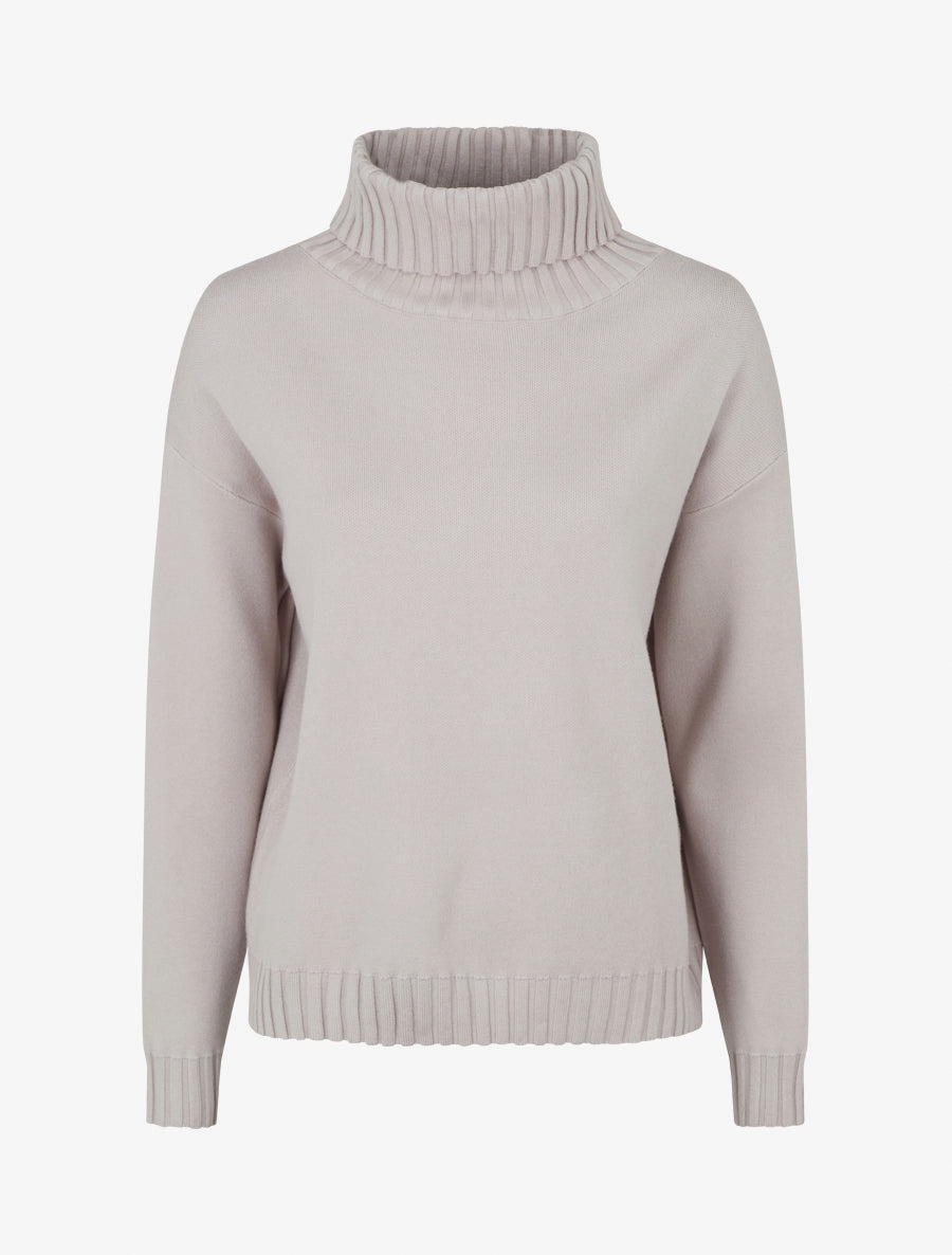 Pull droit uni à col roulé - Taupe