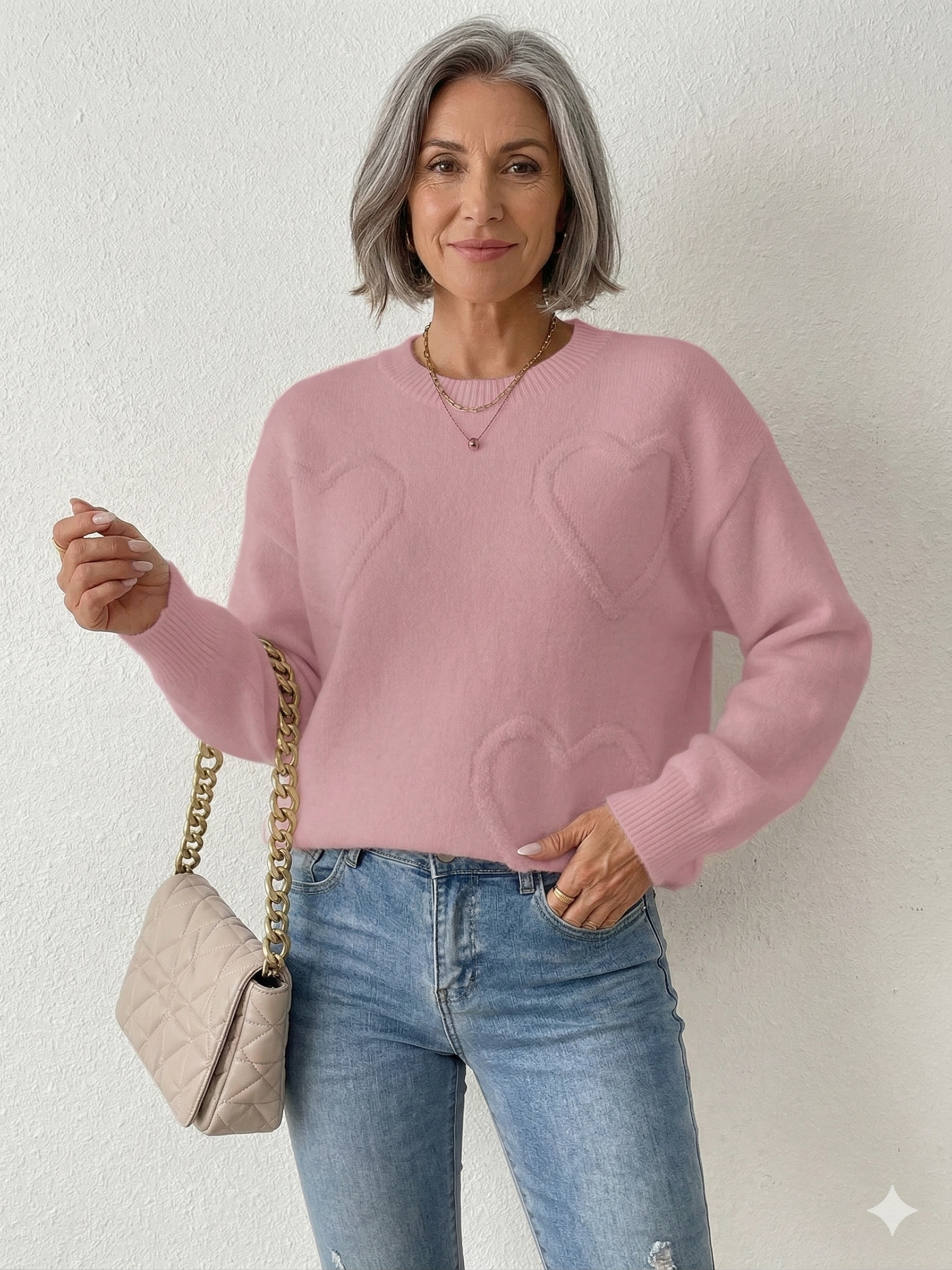 AMORE | Heart Patch Knit Sweater