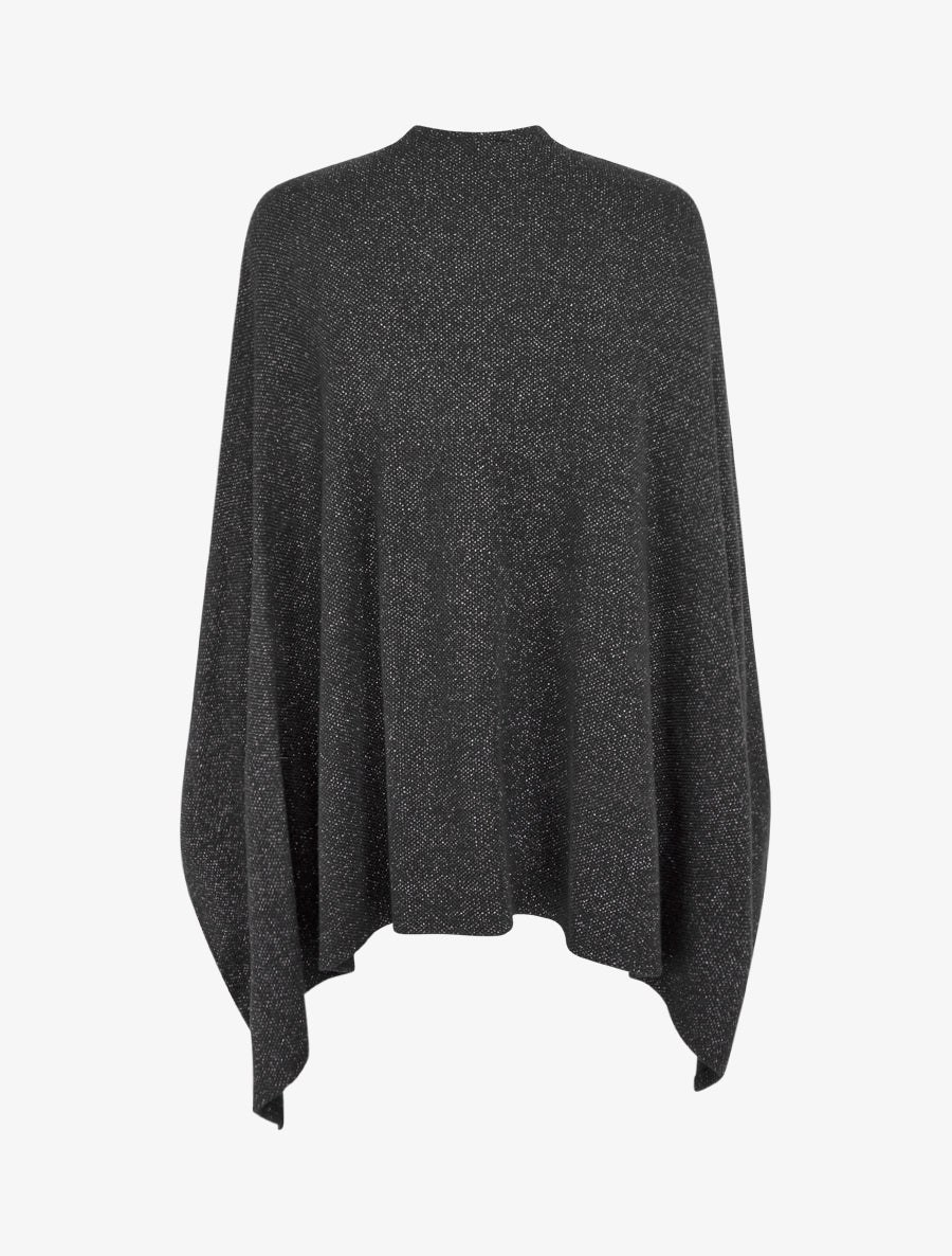 Iridescente effen poncho om te knopen - Zwart