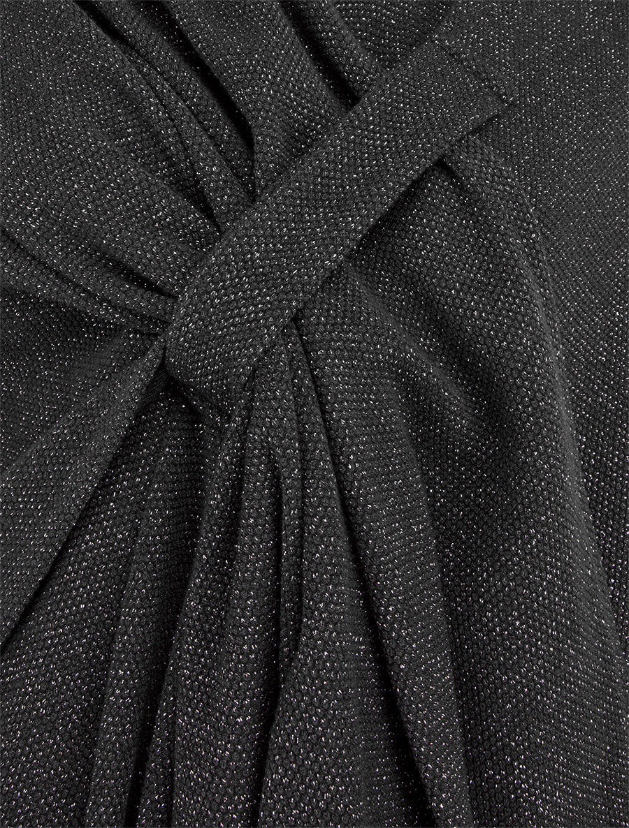 Iridescente effen poncho om te knopen - Zwart