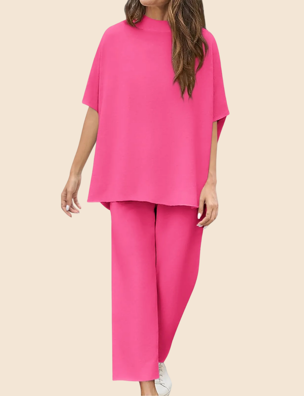 Women's Casual Batwing Sleeve Pullover Top and Wide Leg Set