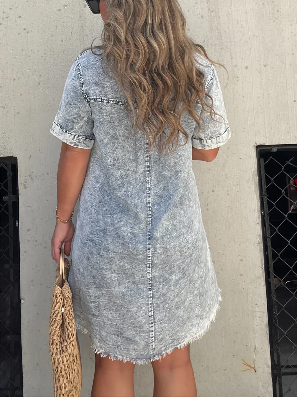 New Women's Washed Shirt Dress
