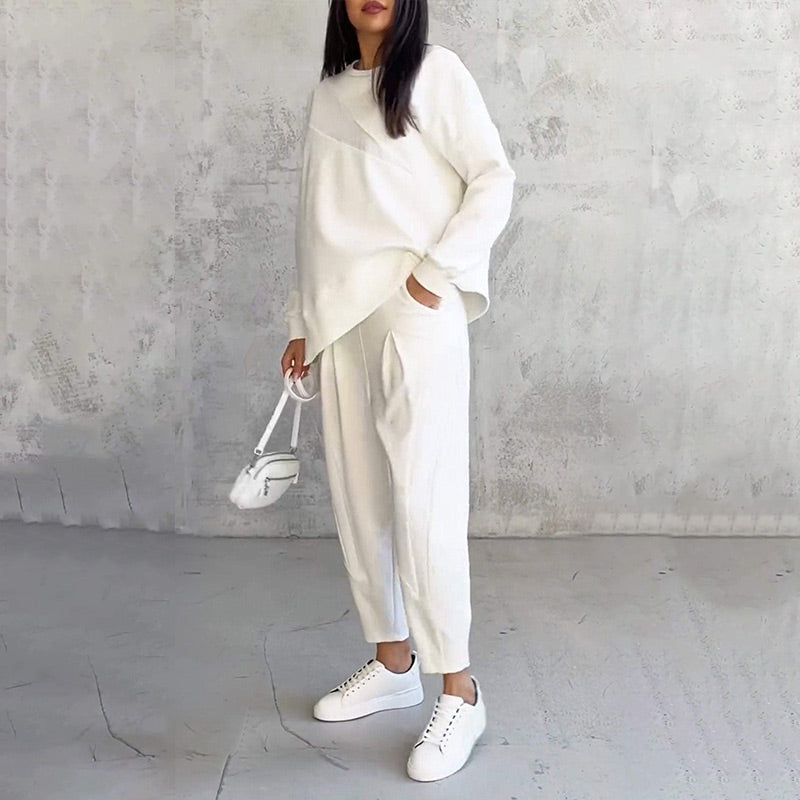 💕Damen Langarm-Sweatshirts mit unregelmäßigem Saum & Hosen-Set