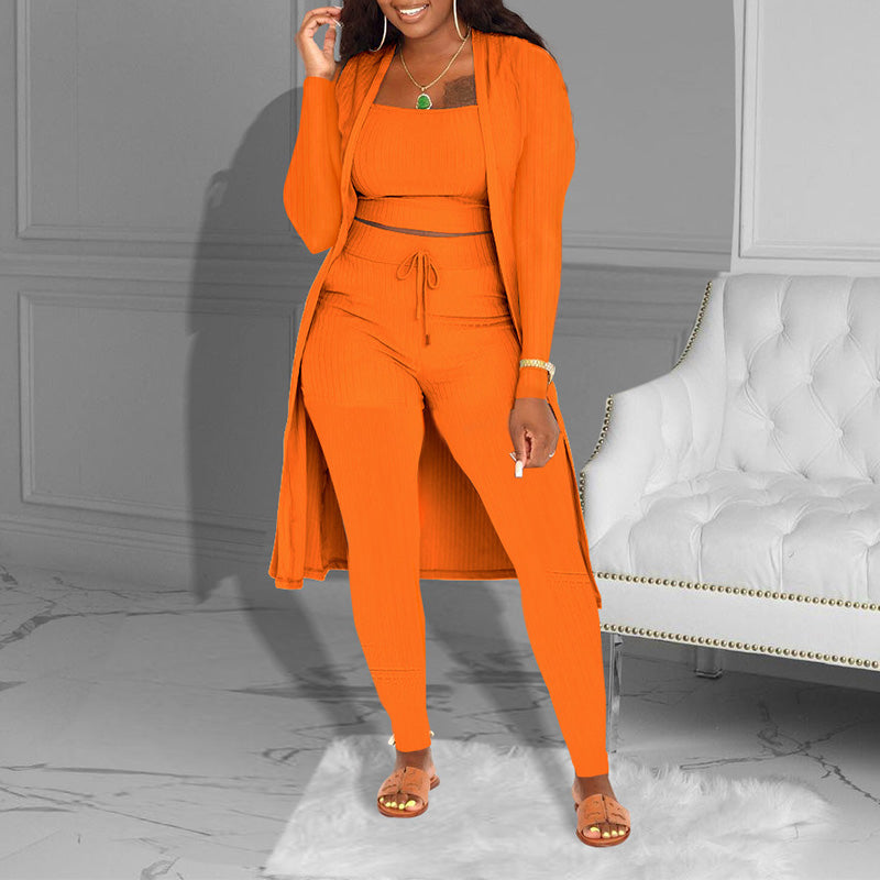 ✨ 60% RABATT! 🧶 Lässiges 3-teiliges Strickset – Cropped Top, Cardigan & Hose – Weich & Bequem, Modischer Layer-Look & Perfekte Passform 💞