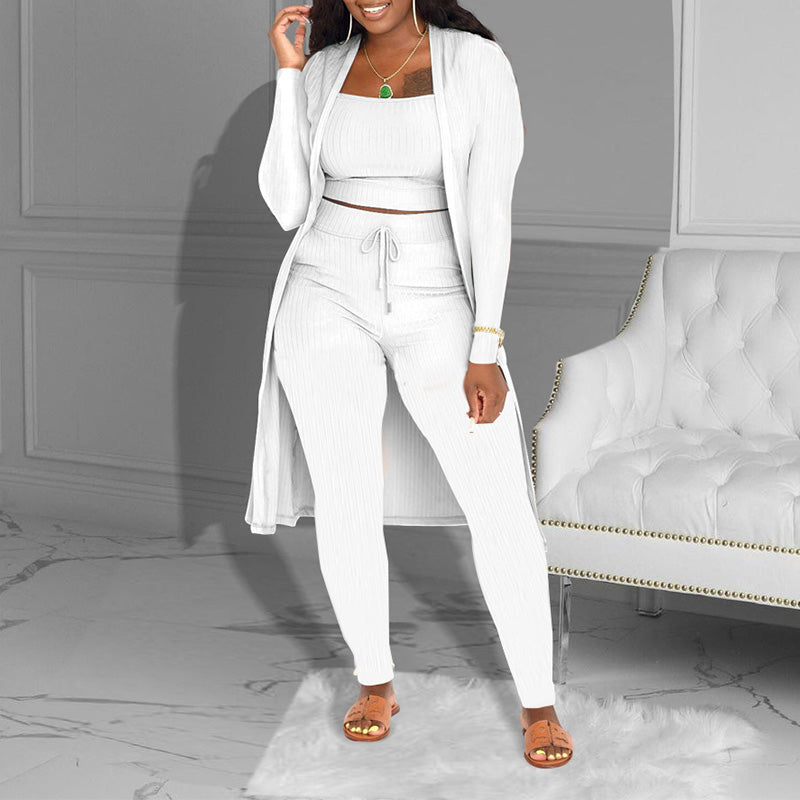 ✨ 60% RABATT! 🧶 Lässiges 3-teiliges Strickset – Cropped Top, Cardigan & Hose – Weich & Bequem, Modischer Layer-Look & Perfekte Passform 💞